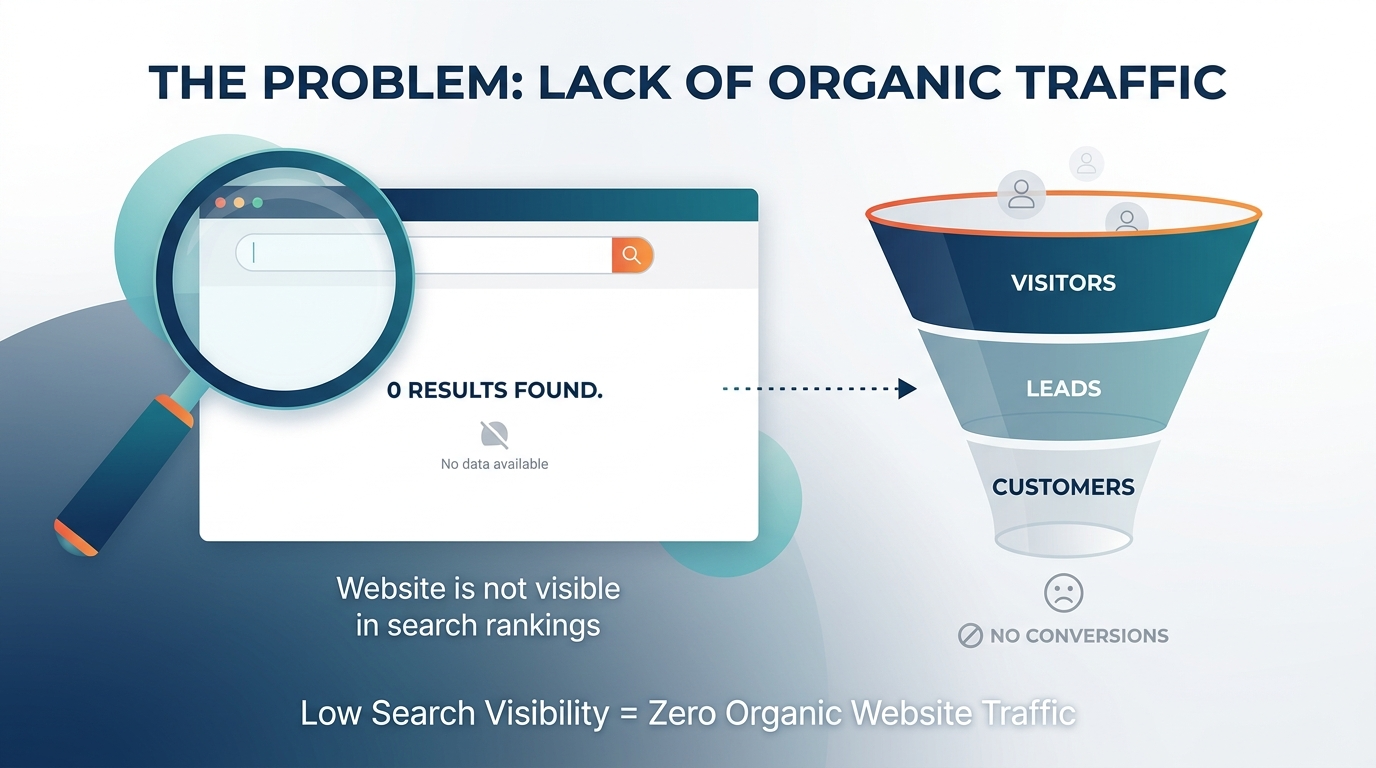 A graphic illustrating the difference between a static brochure website and a dynamic, lead-generating website with various conversion points.