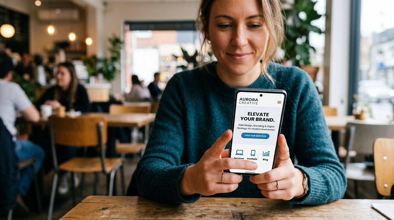 A checklist showing key elements of a high-converting landing page: clear headline, social proof, and a single button.